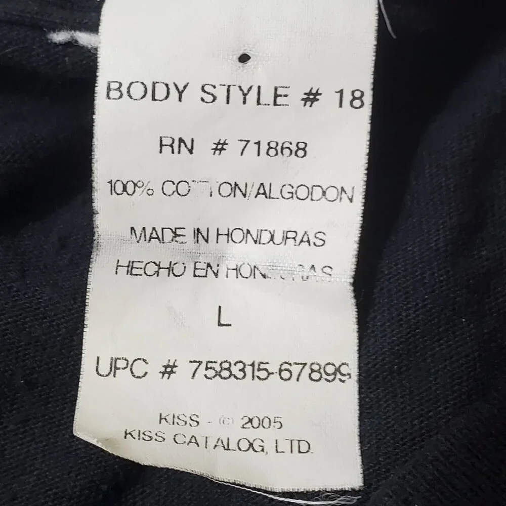 Kiss Army Size L T-Shirt Vintage Vinyl 2005 100% Cotton Black Camo Spellout Y2K - Picture 6 of 6